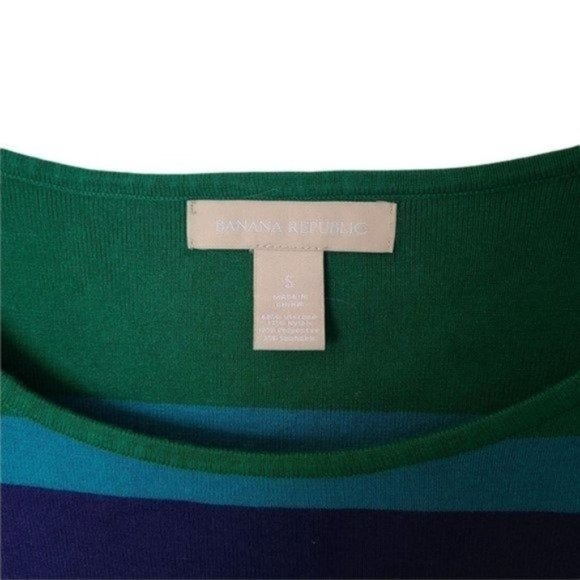 Banana Republic Blue Green Striped Sweater size S Small - Picture 4 of 7